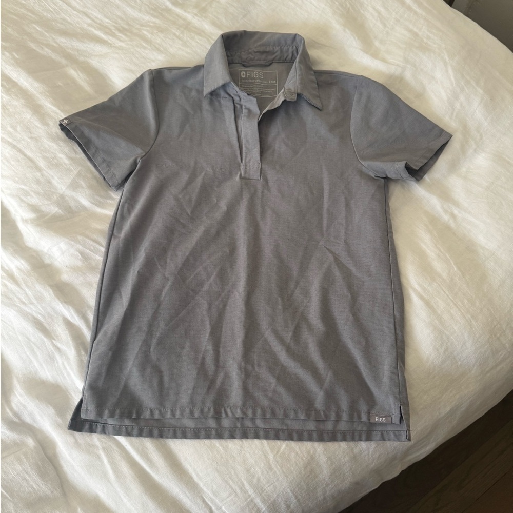 Figs XXS Light Gray Collared Scrub Top